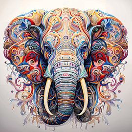 Psychedelic elephant by Wall Wonder