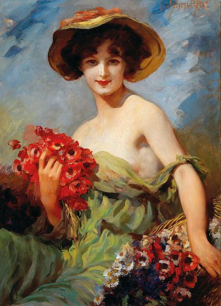 leopold schmutzler, Eine junge Schönheit mit Mohn von Atelier Liesjes