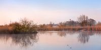 Verstild landschap met vliegende eenden. by Evert Jan Kip thumbnail