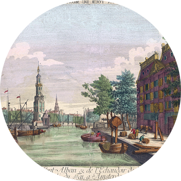 Balthasar Friedrich Leizel, Gezicht op de Montelbaanstoren te Amsterdam, 1755 - 1779 van Atelier Liesjes