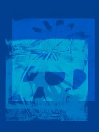 Moderne abstracte minimalistische organische vormen in blauw van Dina Dankers