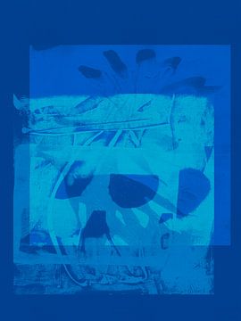 Modern abstract minimalist organic shapes in blue