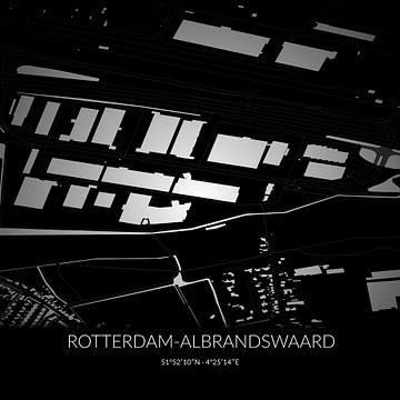 Schwarz-weiße Karte von Rotterdam-Albrandswaard, Südholland. von Rezona