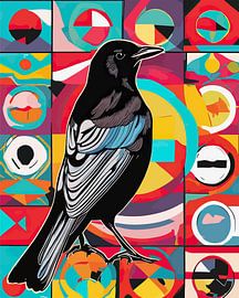 Vibrant Song - Pop Art Eurasian Blackbird Performances