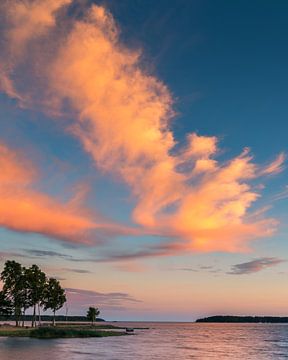 Coucher de soleil au lac Vänern, Suède