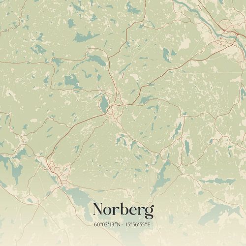 Alte Karte von Norberg, Schweden.