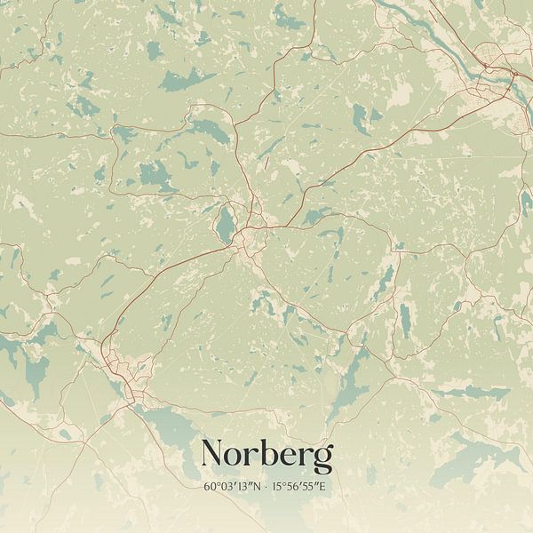 Alte Karte von Norberg, Schweden. von Ortsdrucke