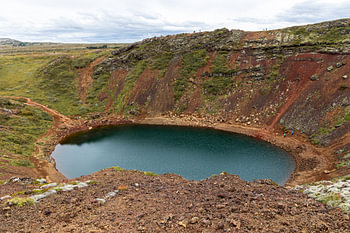 The Kerid crater lake in Iceland: a unique sight.