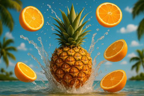 Tropisch fruit met watersplash