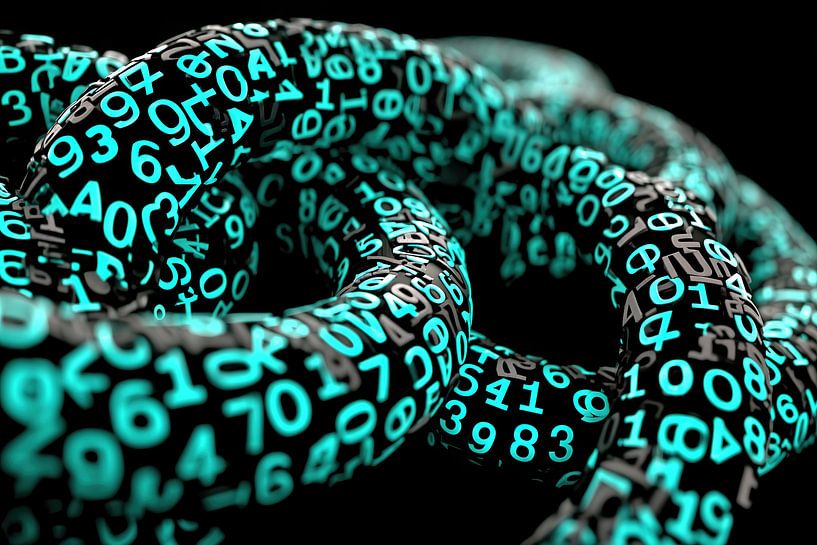 Futuristic chain of data tunnels by Frank Heinz