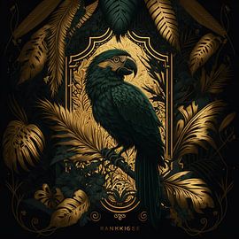 Golden Cockatoo with beautiful dark green jungle shades by Surreal Media