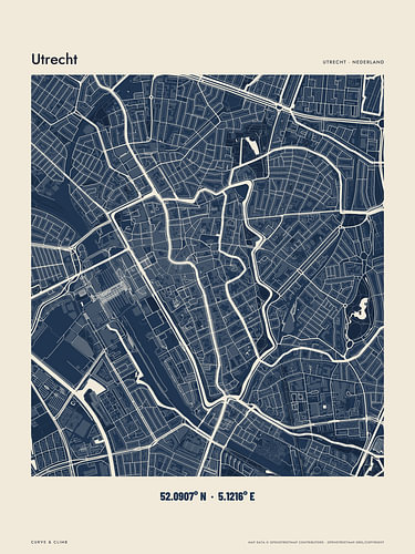 Utrecht city map in navy