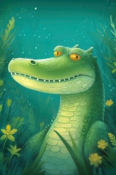 Colourful animal portrait: Crocodile by Christian Ovís