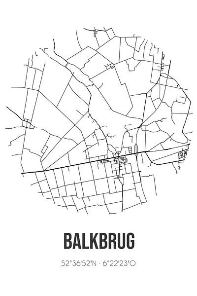 Balkbrug (Overijssel) | Map | Black and white by Prints of Place