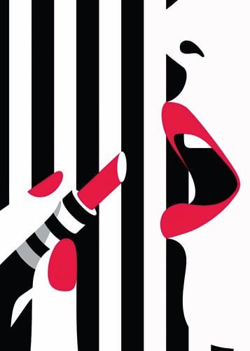 Lippenstift & Streifen - Kühnes Pop-Art-Poster von darrent Mark