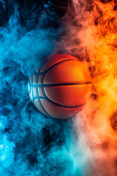 Basketball im Nebel von Farben von Poster Art Shop