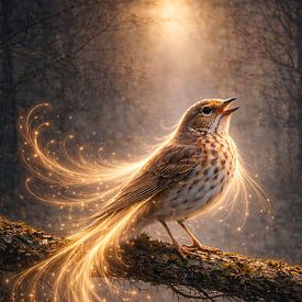 Zanglijster in stralend licht - Natuurillustratie van Skarvaan by Benedict Gertz