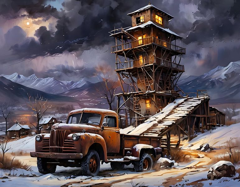 mysterious tower-like building in the wild west, steampunk by Nick Wendt