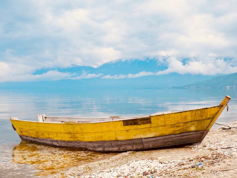 Yellow boat at the lake by Judith van Wijk