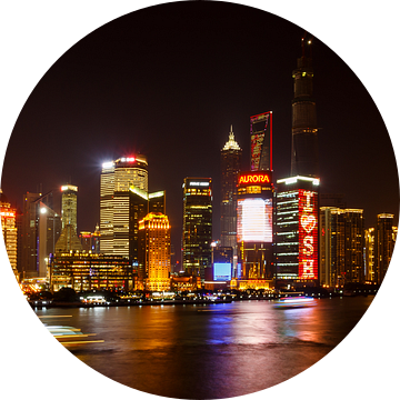 Shanghai Pudong skyline verlicht