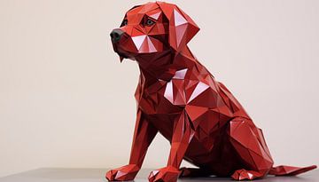 Origami dog red panorama sur TheXclusive Art