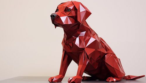 Origami Hund rot Panorama
