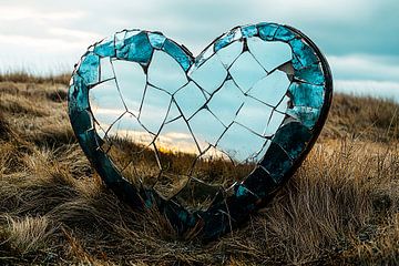 Gebroken hart spiegel natuur van Art & Soul Creations