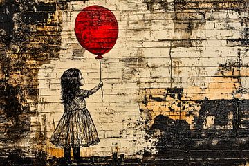 Meisje met rode ballon van Art & Soul Creations
