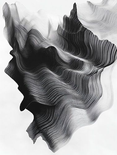 Lignes ondulées abstraites en noir et blanc formant des formes organiques