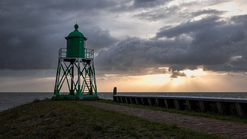 Stavoren's Green Harbour Light: Stormy Beauty during Aïtor by Hevonax Photography