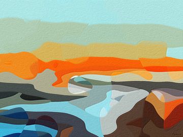 Het abstracte landschap Brekken. van SydWyn Art