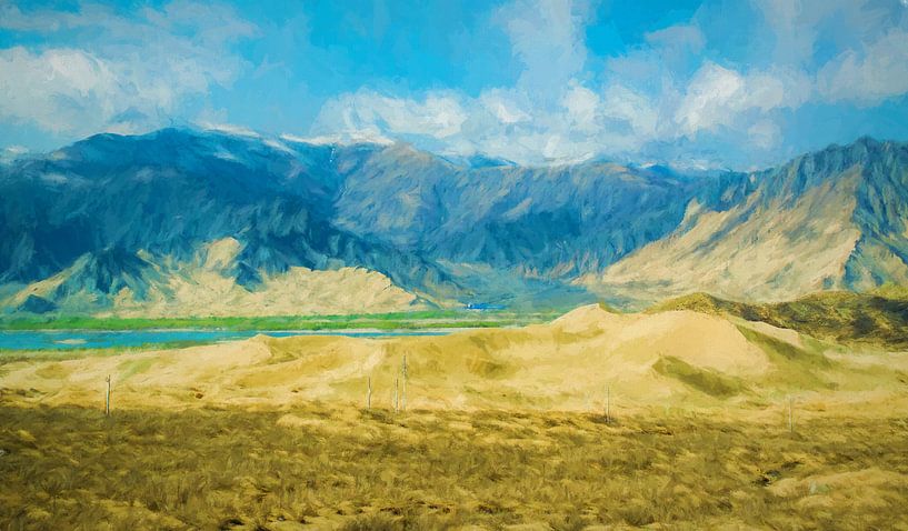 Peinture des montagnes du Tibet par Rietje Bulthuis