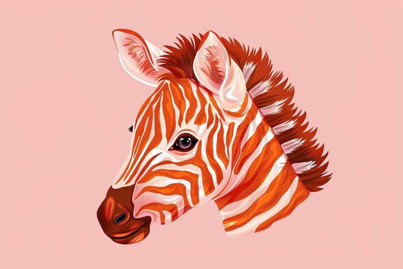 Modern colourful zebra illustration painting by Art & Soul Creations