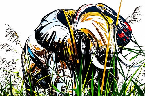 Abstracte olifant in grasveld