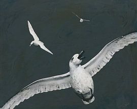 Bürgermeister Möwen am Himmel