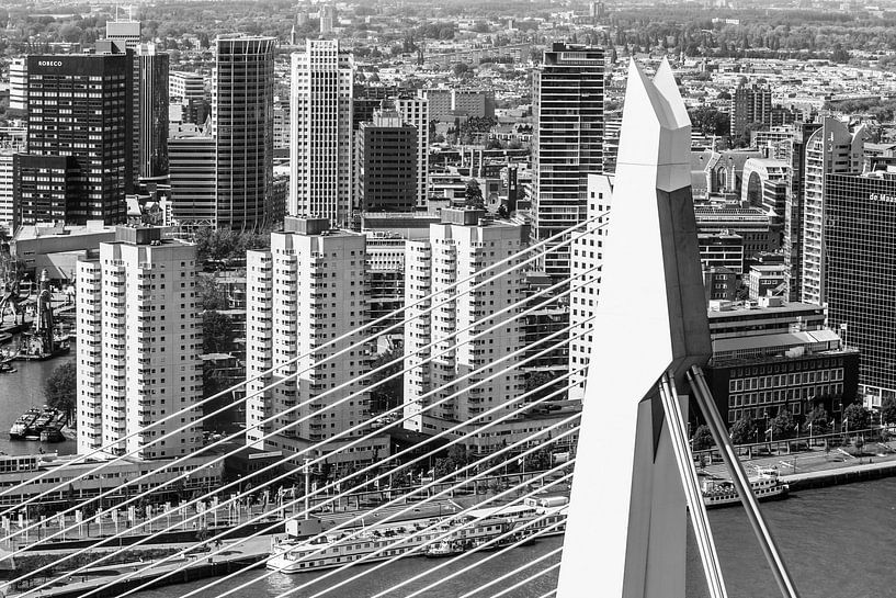 Erasmusbrug met centrum skyline van Dennis Vervoorn