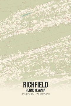 Vintage landkaart van Richfield (Pennsylvania), USA. van Rezona