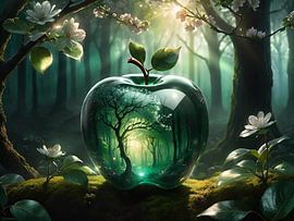 Glass apple in the forest by Nicolette Vermeulen