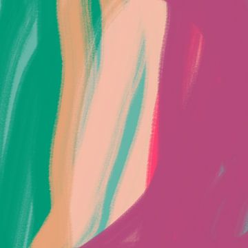 Abstracte kunst in neon- en pastelkleuren. Paars en groen. van Dina Dankers