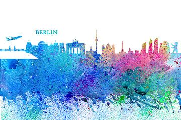 Berlijn Duitsland Skyline Silhouette Impressionistisch van Markus Bleichner