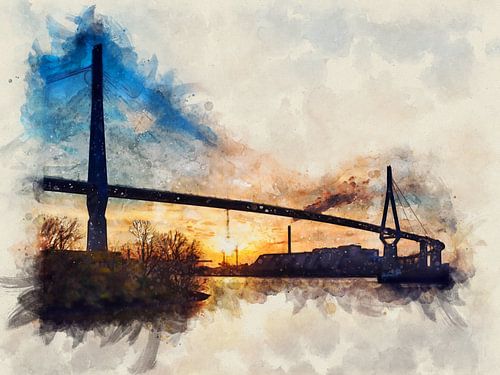Köhlbrandbrug - Hamburg zoals geschilderd