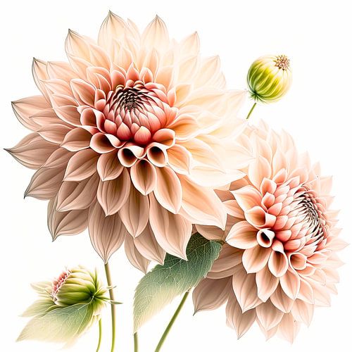 Two pastel-coloured summer Dahlia flowers