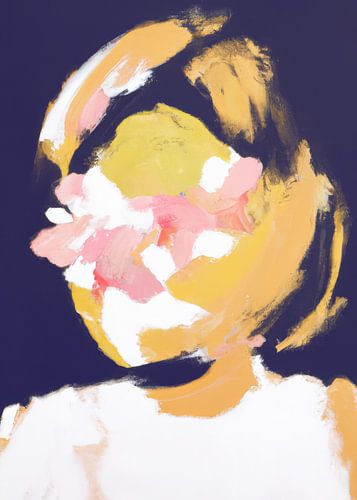 Abstract portrait in shades of yellow and pink