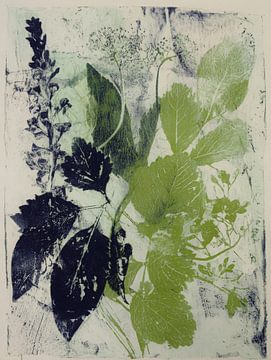 Grüner Naturdruck - moderne botanische Kunst voller Textur und Kontrast