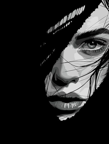 Monochrom Mysteriöses Portrait Kunst von Ramy Salah Hefny