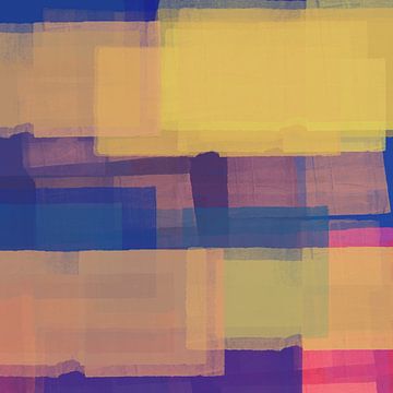 Abstrakte Landschaft. Farbblöcke in Gelb, Rosa, Blau von Dina Dankers