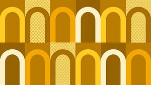 Mid-Century Bauhaus Bogen Formen in Gelb Orange