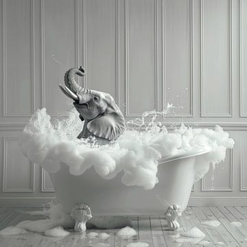 Elegant elephant in the bath - an extraordinary work of bathroom art by Felix Brönnimann