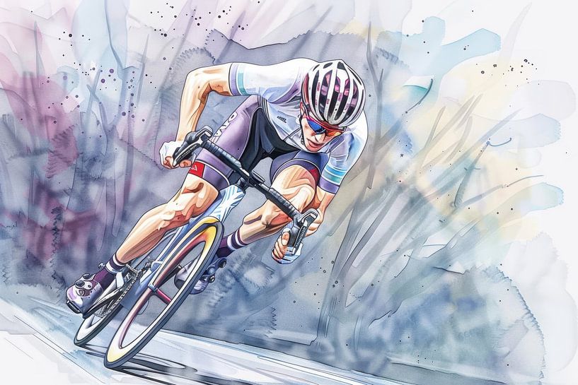 Malen, Aquarellieren, Sport, Radfahren -2 von Peter Pen Zeichnungen und Gemälde