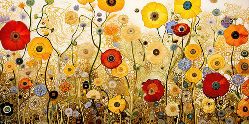 Field of flowers in Art Nouveau style